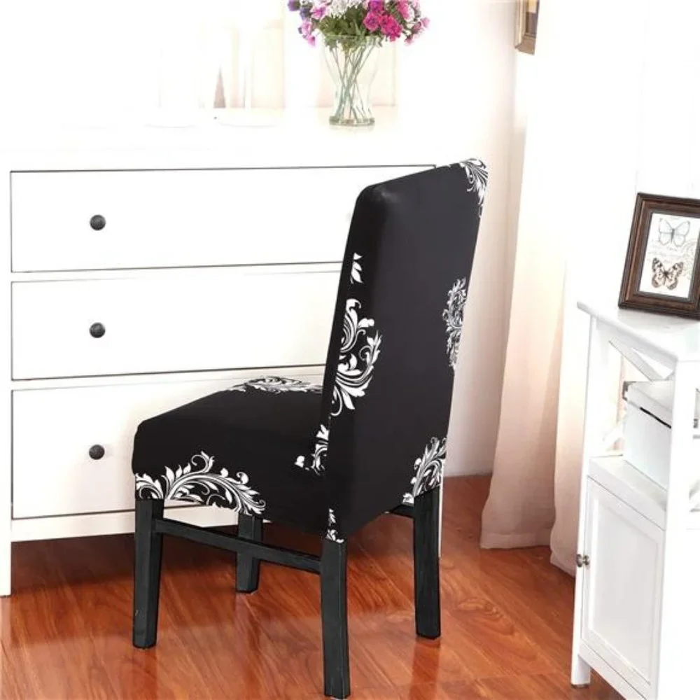 6 Pack Slipcovers High Back Chairs Cover Stretch Slipcover, Black White Wing